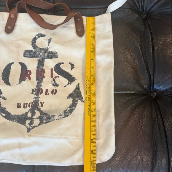 ✨RRL RALPH LAUREN Heavy Canvas Logo Print 2 Way Market Tote Bag UNISEX - Picture 4 of 16